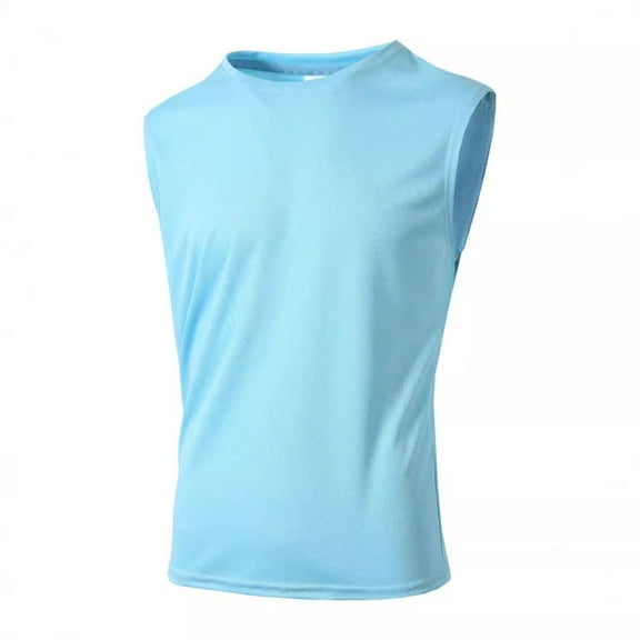 YLSDY Cut Off Tank Tops Men Oversized Work Out Big and Tall Tank Top Summer Beach Vacation Outfits Vintage Tees Streetwear Light Blue M