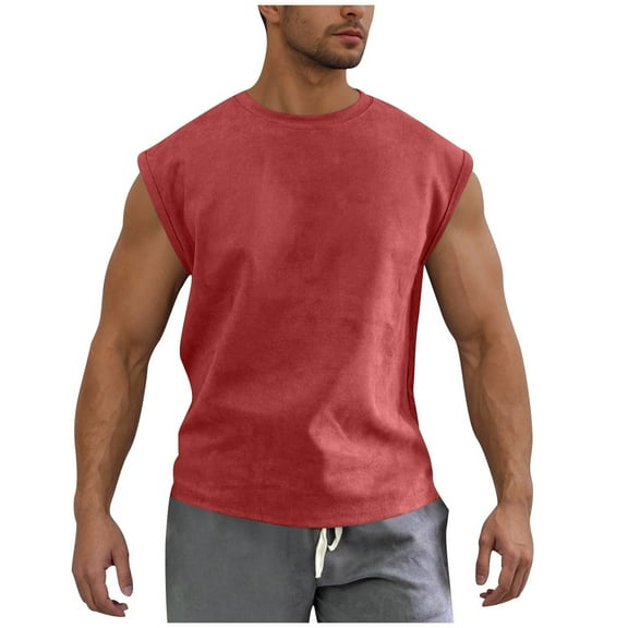 YLSDY Cut Off Workout Tank Tops for Men Athletic Gym Running Cap Sleeve Muscle Tee Fitness Bodybuilding Sleeveless T Shirts Wine XXXXL