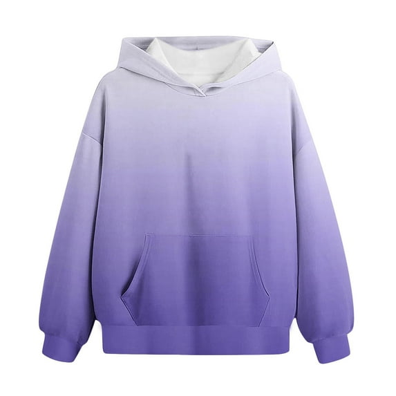 YLSDY Cute Hoodies for Teen Girls Trendy Preppy Hooded Sweatshirts Oversized Long Sleeve Shirts Gradient Clothes for Girls Purple 11 Years