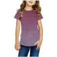thumbnail image 1 of YLSDY Cute Summer Shirts for Teens Striped Gradient Print Kids Shirts Girls Casual Short-Sleeved Round Neck Pullover Tops Hot Pink 120, 1 of 4