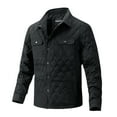 thumbnail image 1 of YLSDY Fashion 2024 Men's Winter Quilted Shirt Jacket Warm Trucker Coats Long Sleeve Snap Up Workwear Outerwear with Pockets Black M, 1 of 9