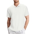 thumbnail image 1 of YLSDY Fashion Eyelet Button Collared Shirts for Men Short Sleeve T-Shirts Golf Button Collareds Summer Beach Casual Solid Color Blouse Tops White XL, 1 of 6