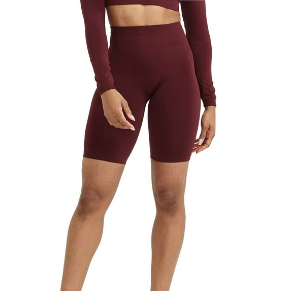 YLSDY Fashion No Front Seam High Waist Biker Shorts for Women, Squat Proof Yoga Workout Gym Bike Shorts Running Exercises And Fitness Pants Tall Waist Seamless Yoga Shorts Wine 8