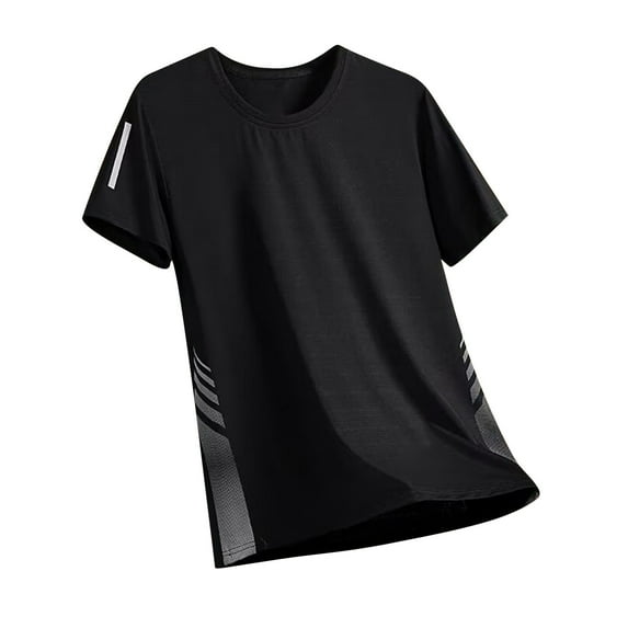 YLSDY Fashion Lightweight Tops for Teens锛孧en's Breathable Shirts Quick Dry Striped T Shirt Stretchable Sun Protection Athletic Shirt Black L