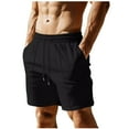 thumbnail image 1 of YLSDY Fashion Linen Shorts for Men Casual Elastic Wasit Wide Leg Short Pants Comfy Loose Pull On Trousers with Pockets Black XXL, 1 of 5