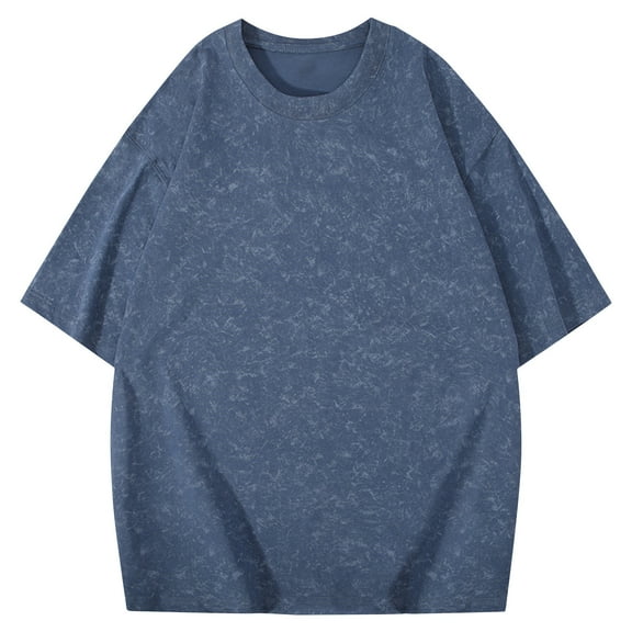 YLSDY Fashion Men Short Sleeve Crewneck T-Shirts Vintage Graphic Tee Shirts Summer Casual Loose Fit Streetwear Baggy Washed Tops Navy XXL