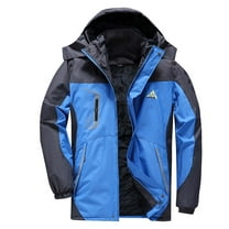 YLSDY Fashion Men Waterproof Ski Jacket Winter Fleece Snow Coat Windproof Hooded Mountain Windbreaker Warm Snowboard Outerwear Blue XXXXXL