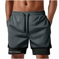 thumbnail image 1 of YLSDY Fashion Men's 2 in 1 Running Shorts Quick Dry Gym Athletic Short Pants Summer Workout Mesh Breathable Shorts with Pockets Gray L, 1 of 6