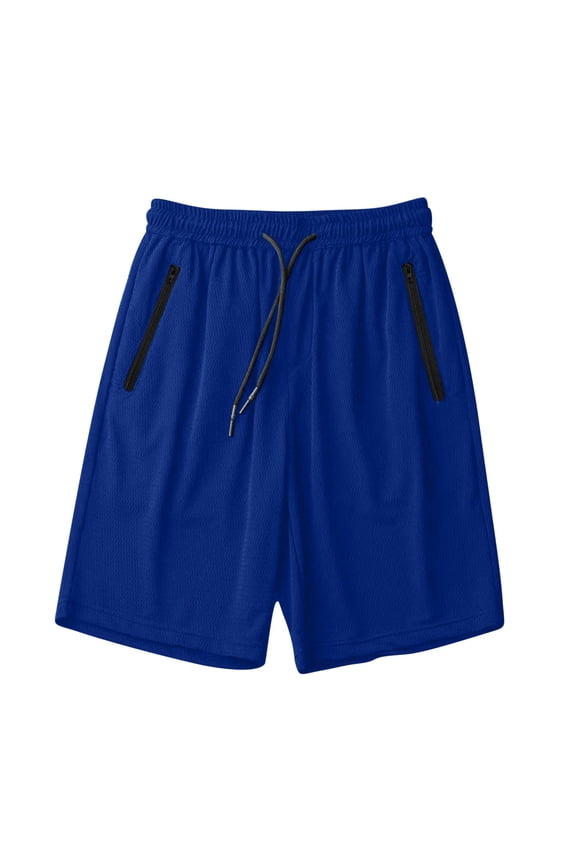 Fashion Men's Athletic Running Shorts 7" with Zipper Pockets Summer Mesh Quick Dry Lightiweight Gym Workout Shorts Blue M