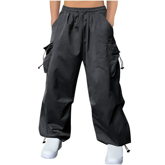 YLSDY Fashion Men's Baggy Cargo Pants Trendy Casual Parachute Pant Loose Fit Harem Joggers with Pockets for Streetwear Dark Gray L