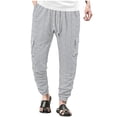 thumbnail image 1 of YLSDY Fashion Men's Casual Cargo Jogger Pants with Elastic Waistband Drawstring Cotton Linen Sports Pants with Pockets Gray S, 1 of 6