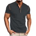 thumbnail image 1 of YLSDY Fashion Men's Casual Henley Shirts Classic Button Cotton Short Sleeve T-Shirt Summer Basic Solid Lightweight Tees Tops Dark Gray XL, 1 of 5