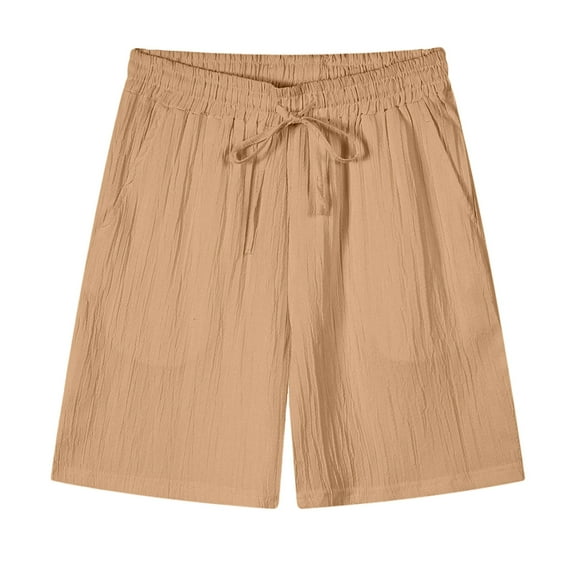 YLSDY Fashion Men's Casual Shorts Elastic Waist Drawstring Wide Leg Light Weight Loose Fit Comfy Summer Beach Shorts with Pockets Khaki S