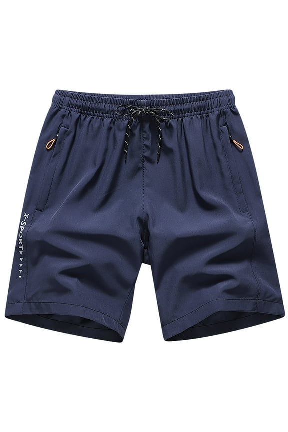 Fashion Men's Casual Workout Active Shorts Quick Dry Breathable Drawstring Zipper Pockets Loose Fit Elastic Waistband Shorts Blue M