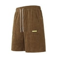thumbnail image 1 of YLSDY Fashion Men's Corduroy Cargo Shorts Casual Elastic Waist Drawstring Lightweight Sports Training Breathable Shorts Summer Beach Shorts Brown L, 1 of 4