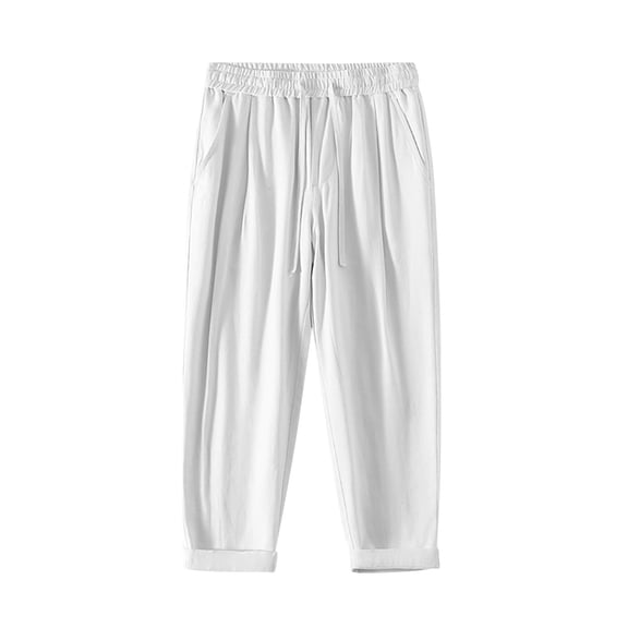 YLSDY Fashion Men's Cotton Linen Pants Sweatpants Lightweight Elastic Waist Summer Casual Pants Drawstring Athletic Trousers White XXXXXL