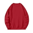 thumbnail image 1 of YLSDY Fashion Men's Crewneck Solid Color Sweatshirts Long Sleeve Drop Shoulder Sweatshirt Casual Pullover Tops Fall Winter Outfit Red L, 1 of 7
