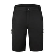 YLSDY Fashion Men's Hiking Cargo Shorts 9" Quick Dry Lightweight Outdoor Work Casual Travel Summer Shorts with Multi Zipper Pockets Black L