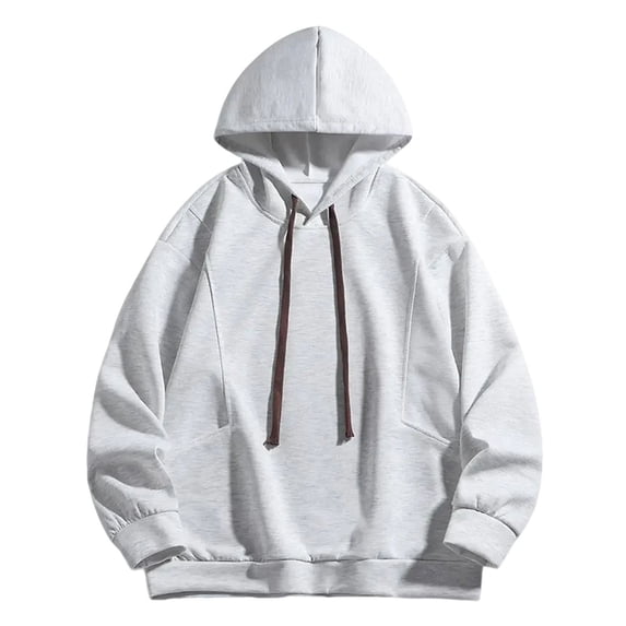 YLSDY Fashion Men鈥檚 Hooded Sweatshirt Oversized Casual Solid Color Pullover Winter Big and Tall Wind Protection Outdoor Clothes Gray M