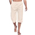 thumbnail image 1 of YLSDY Fashion Men's Linen Capri Pants Casual Lightweight 3/4 Baggy Harem Pants Elastic Waist Drawstring Beach Yoga Shorts with Pockets Khaki XL, 1 of 5