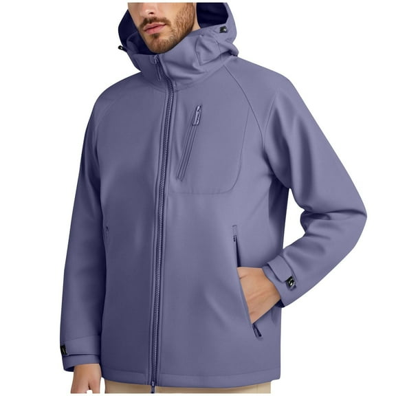 YLSDY Fashion Men's Loose Waterproof Rain Jackets Lightweight Outdoor Windbreaker Long Sleeve Hiking Outerwear with Pockets Purple M