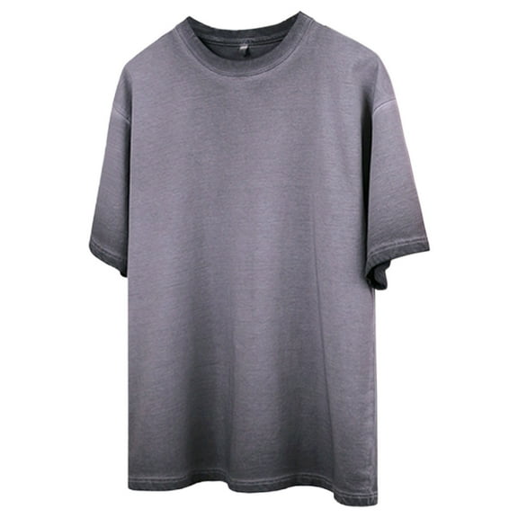 YLSDY Fashion Men's Oversized Cotton Acid Wash Tshirt Vintage Washed Tee Solid Basic T Shirt Casual Baggy Loose Fit Shirts Tops Gray L