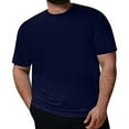 thumbnail image 1 of YLSDY Fashion Men's Plus Size Shirts Loose Fit Stretch T-Shirt Short Sleeve Crew Neck Oversized Casual Solid Tee Shirt Dark Blue XXL, 1 of 5