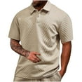 thumbnail image 1 of YLSDY Fashion Men's Button Collared Shirts Short Sleeve Cotton Blend Jacquard Button Collared Moisture Wicking Casual Golf Shirts with Collar Khaki S, 1 of 5