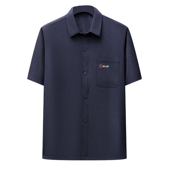 YLSDY Fashion Men's Short Sleeve Button-Down Shirt Casual Fashion Trend Comfortable Breathable Business Dress Shirt Navy XXXL