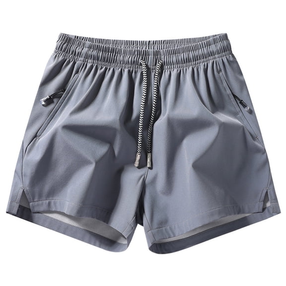 YLSDY Fashion Men's Workout Athletic Shorts Lightweight Moisture Wicking Running Shorts with Zipper Pockets Gym Beach Gray L