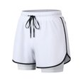 thumbnail image 1 of YLSDY Fashion Mens 2 in 1 Running Shorts Quick Dry Athletic Shorts with Liner, Workout Shorts with Zip Pockets and Towel Loop White XXXXL, 1 of 6
