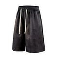 thumbnail image 1 of YLSDY Fashion Mens Athletic Vintage Cotton Shorts Drawstring Summer Beach Elastic Waist Streetwear Baggy Gym Shorts with Pockets Black XXXXL, 1 of 4