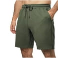 thumbnail image 1 of YLSDY Fashion Mens Casual 7" Shorts Summer Drawstring Elastic Waist Vacation Beach Sweat Shorts Texture with Pockets Army Green XXL, 1 of 7