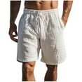 thumbnail image 1 of YLSDY Fashion Mens Cotton Linen Beach Shorts Solid Drawstring Swim Trunks Sports Shorts with Pockets Summer Casual Beachwear White XXL, 1 of 6