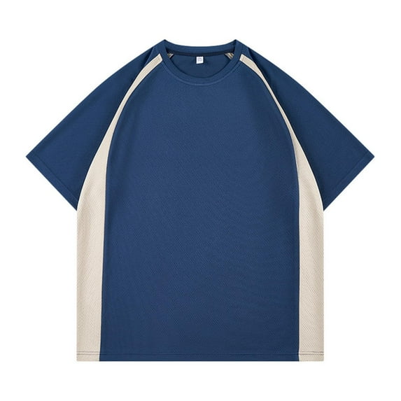 YLSDY Fashion Mens Crew Neck Tops Short Sleeve UPF 50+ Swim Shirt Rash Guard Sun Shirts Big & Tall Lightweight Baseball Jersey Light Blue XL