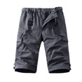 thumbnail image 1 of YLSDY Fashion Mens Elastic Waist Button Cargo Shorts Summer Outdoor Hiking Short Pants Comfort Sports Work-Shorts with Pockets Dark Gray XL, 1 of 6