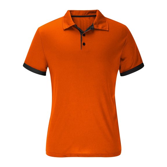 YLSDY Fashion Mens Golf Shirts Short Sleeve Henley Tee Summer Button Up Stretch Casual Fashion T-Shirt Work Business Outdoor Top Orange XXL