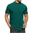 thumbnail image 1 of YLSDY Fashion Mens Mock Turtleneck Sweater Short Sleeve Turtle Neck Sweaters Casual Ribbed Knitted Pullover Tops Solid Basic Tee Green M, 1 of 7