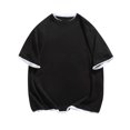 thumbnail image 1 of YLSDY Fashion Mens Round Neck Loose Ripped T Shirt Korean Style Large Size Fashionable Casual Sports Short Sleeves Oversized Shirts Black XXXXL, 1 of 3