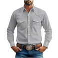 thumbnail image 1 of YLSDY Fashion Mens Western Cowboy Shirts Button Up Shirts Vintage Collared Long Sleeve Work Shirts for Men with Two Pockets Gray XXXXL, 1 of 7