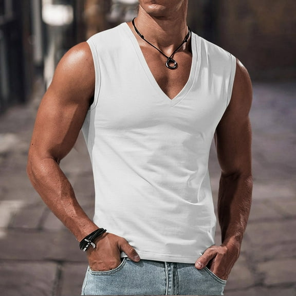 YLSDY Fashion Mens Workout Tank Tops Sleeveless V Neck Undershirt Breathable Athletic Tops Tactical Shirt Muscle T Shirts Casual Sports Tops White XXXL