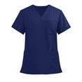 thumbnail image 1 of YLSDY Fashion Scrub Tops for Men Women V-Neck Scrubs Unisex Stretch Nursing Shirts Medical Uniform Workwear with 3 Pockets Dark Blue S, 1 of 6