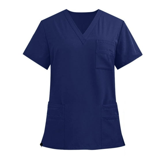 YLSDY Fashion Scrub Tops for Men Women V-Neck Scrubs Unisex Stretch Nursing Shirts Medical Uniform Workwear with 3 Pockets Dark Blue S