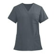thumbnail image 1 of YLSDY Fashion Scrub Tops for Men Women V-Neck Scrubs Unisex Stretch Nursing Shirts Medical Uniform Workwear with 3 Pockets Dark Gray S, 1 of 6