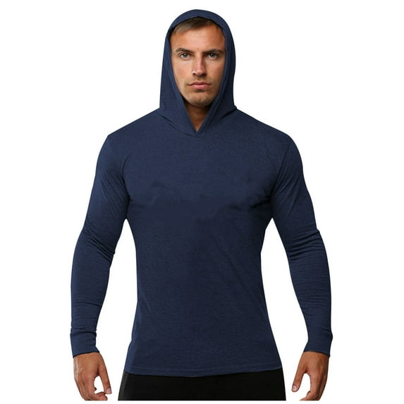 YLSDY Fashion Sun Protection Hoodie Shirts Running Cotton Stylish Shirts Long Sleeve Stretch Rash Guard for Beach Swimming Navy XL