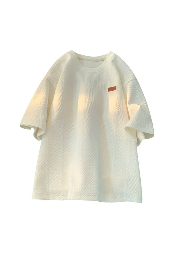 Fashion T Shirts for Men Cotton Top Oversized Men Summer New Men's Personality Short Sleeved Crewneck T Shirt Beige M