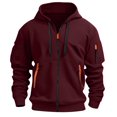 thumbnail image 1 of YLSDY Fashion Tactical Hoodie for Men Winter Warm Fleece Jacket Thermal Long Sleeve Hooded Sweatshirt Multi Pockets Coat Outerwear Wine L, 1 of 9