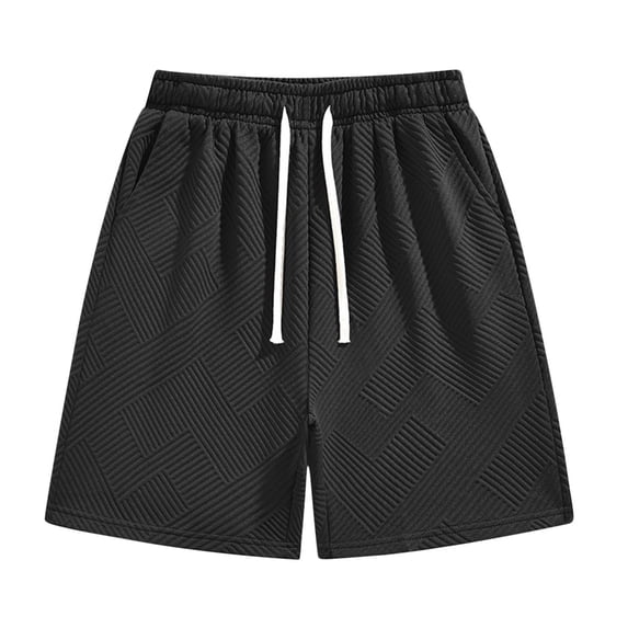 YLSDY Fashion Waffle Texture Daily Shorts for Men Stretchy Drawstring Casual Summer Elastic Waist Shorts Going Out Streetwear Black XL