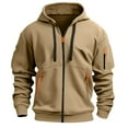 thumbnail image 1 of YLSDY Fashion Zip up Tactical Hoodies for Men Loose Fit Workout Fleece Jacket Big and Tall Casual Coat Cotton Hooded Sweatshirt with Pockets Khaki S, 1 of 9
