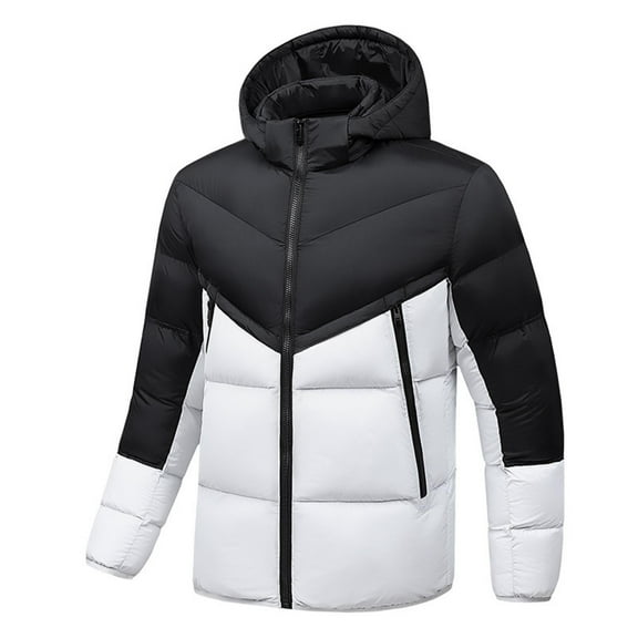 YLSDY Down Jackets for Mens with Hood Winter Thicken Long Sleeve Puffer Jacket Zip Up Warmth Casual Outdoor Puffy Jackets White XXXXL